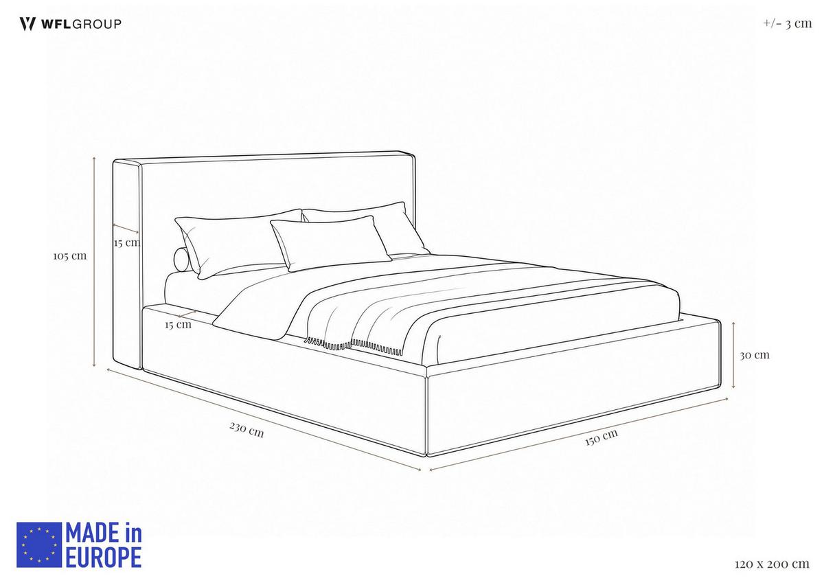 POLSTERBETT Merlin mit Bettkasten, Metall-Lattenrost & hohem Kopfteil in Creme Bouclé 120x200 cm - Birkefarben/Creme, Kunststoff/Textil (120/200cm) - WFL GROUP