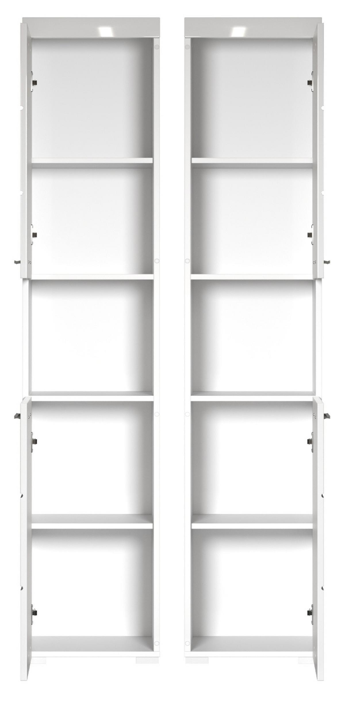 HOCHSCHRANK weiß Hochglanz 37 x 190 cm, Badschrank 2-türig - Weiß, Holzwerkstoff/Kunststoff (37/190/31cm) - Top.Furn