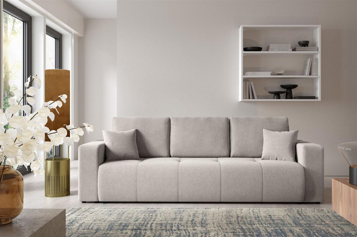 SCHLAFSOFA Augusto - Hellgrau, Holzwerkstoff/Textil (244/82/102cm) - Fun Möbel