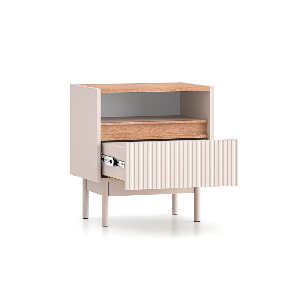 NACHTTISCH Connie Kaschmir und Holz - Beige, Holzwerkstoff (49.8/55/35cm) - Petits-meubles