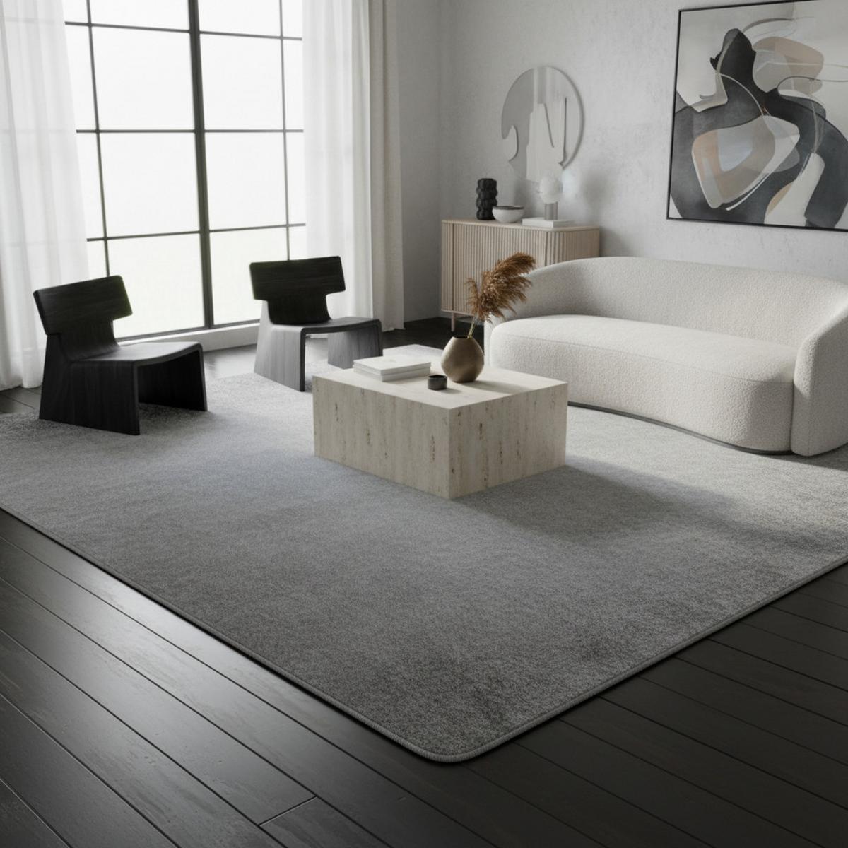KURZFLORTEPPICH Waschbar ISAR, einfarbig, Silber, Ø 120 cm - Silberfarben, Textil (120/120cm) - KADIMA DESIGN
