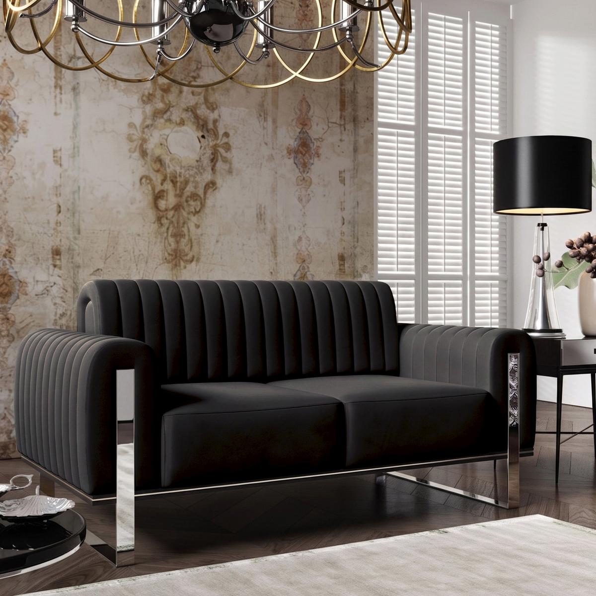 SOFA Parissa 164 cm - Silberfarben/Schwarz, Textil/Metall (164/79/92cm) - Selsey