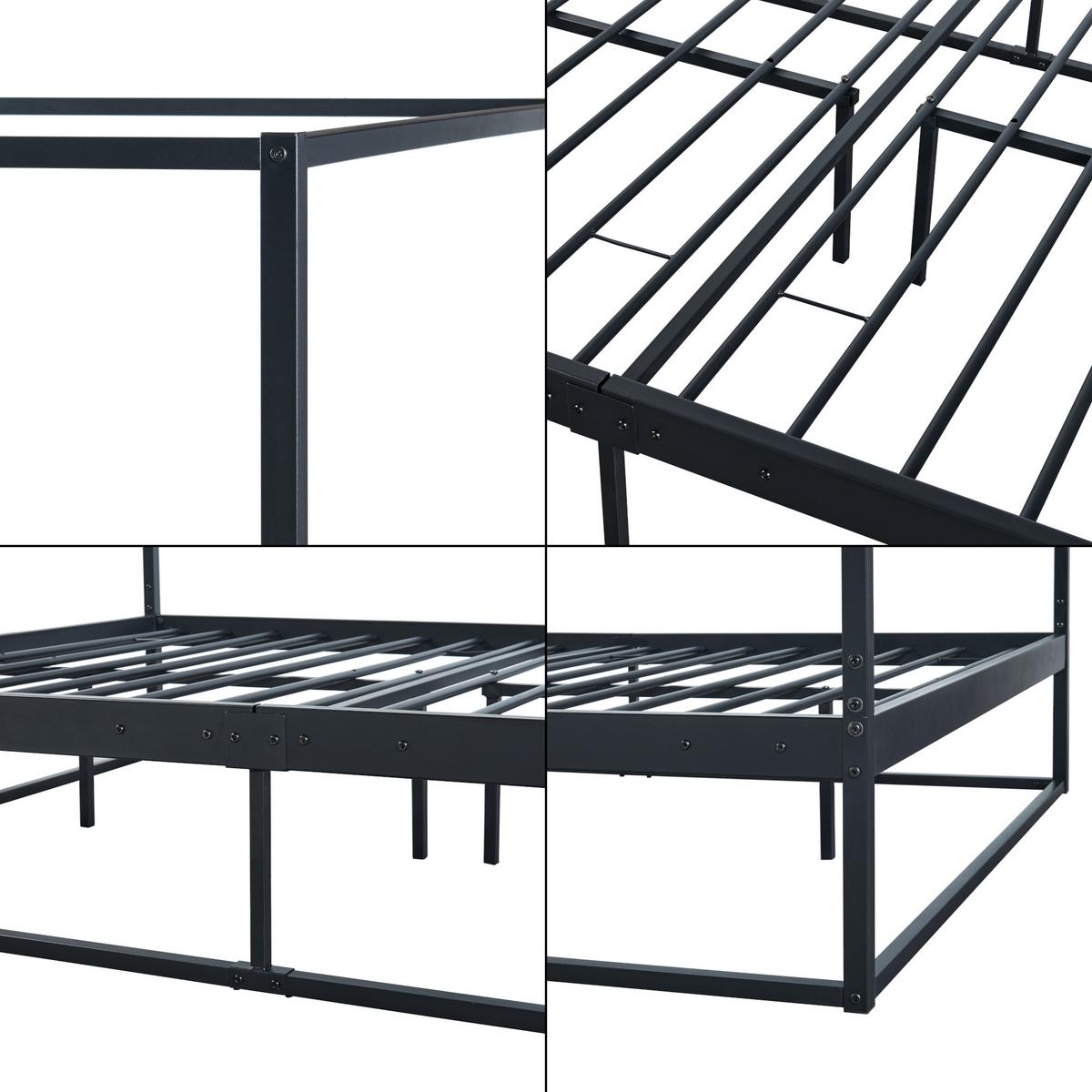 HIMMELBETT Kristianstad - Schwarz, Metall (140/200cm) - [en.casa]
