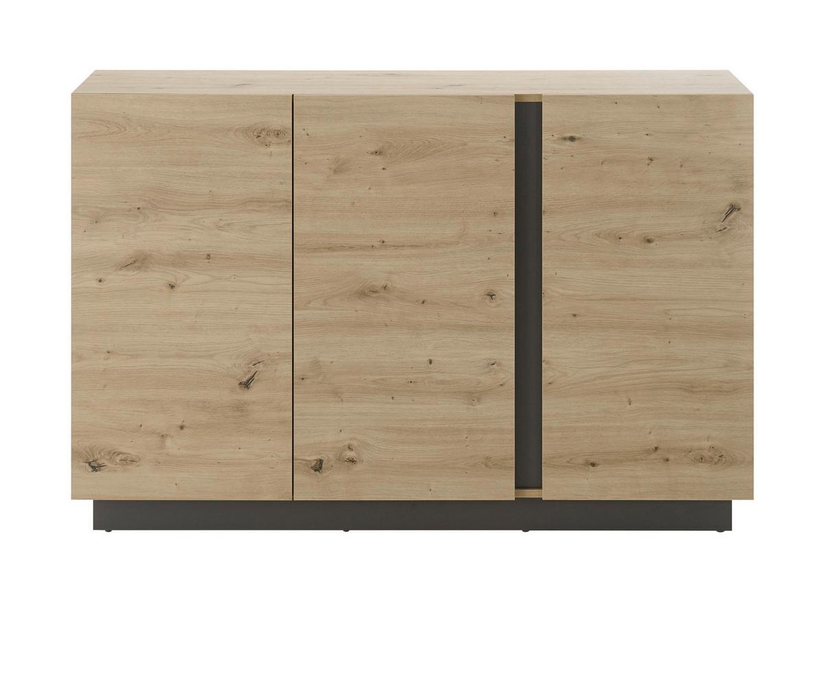 SIDEBOARD Eiche Artisan, Graphit grau 138 cm, Kommode mit Soft-Close - Eiche Artisan/Grau, Holz/Holzwerkstoff (138/91/40cm) - Furn.Design