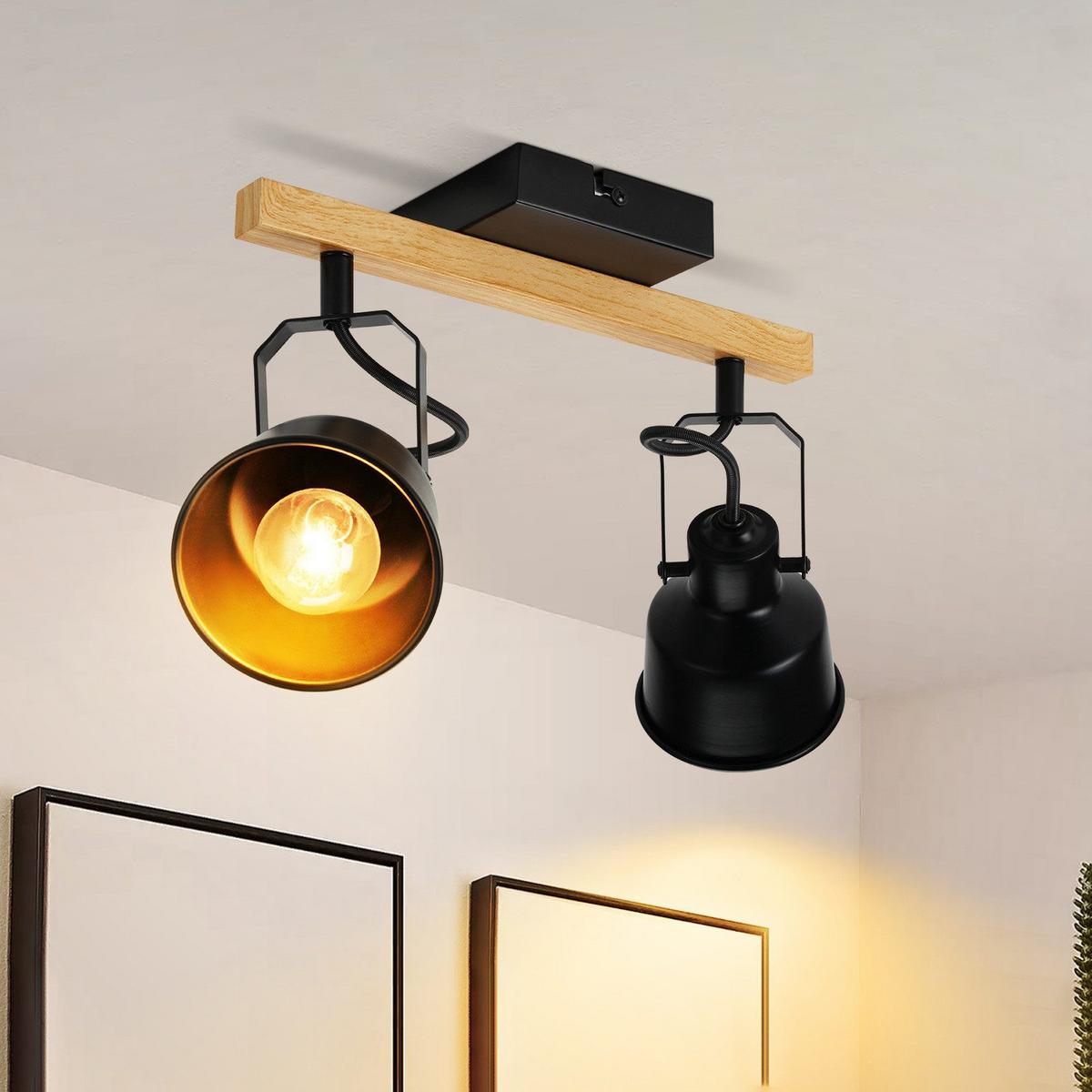 DECKENSTRAHLER Dorsey 2-flammig 29/14/19cm - Schwarz, Metall (29/14/19cm) - Nettlife