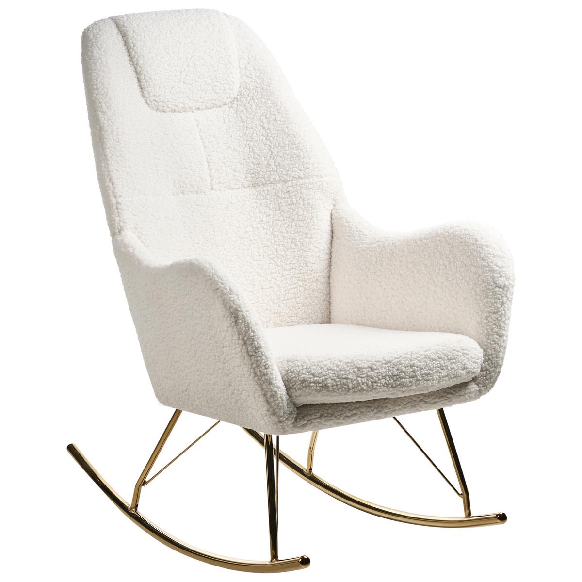 SCHAUKELSESSEL Cremeweiß Gulsele - Goldfarben/Weiß, Textil (70/105/95cm) - Beliani