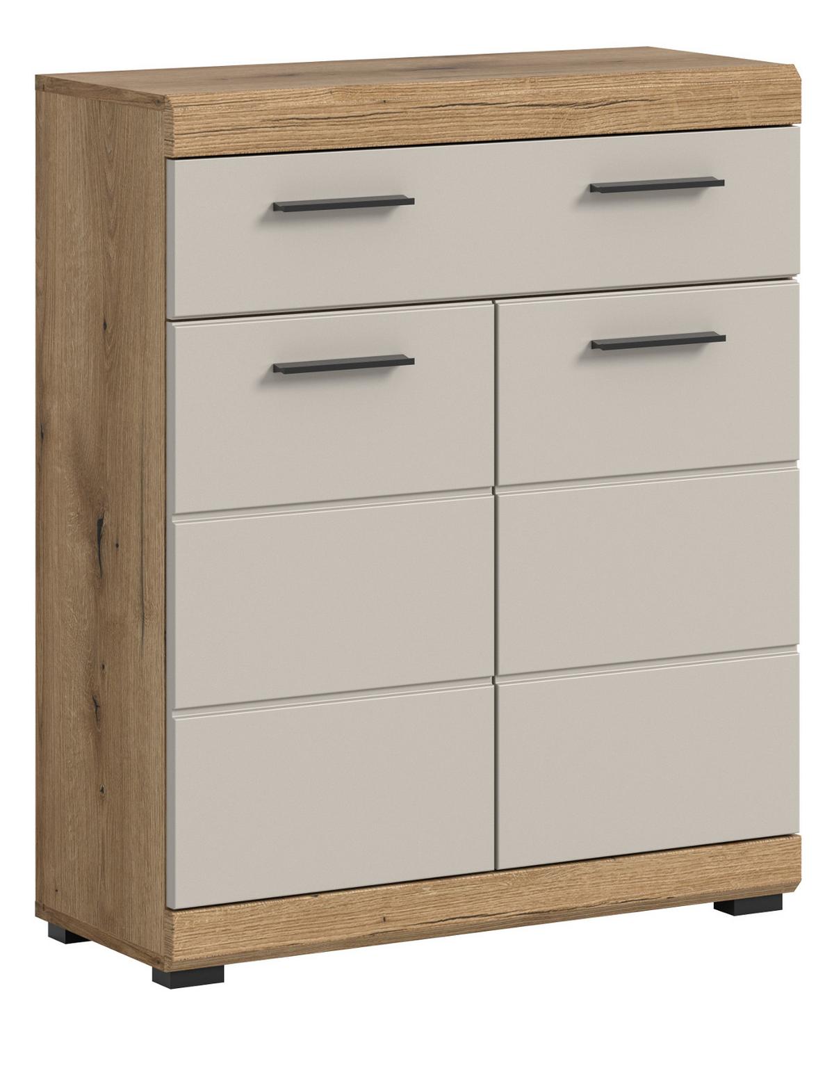 BADKOMMODE Sand Kashmir, Eiche, Badschrank 74 x 88 cm 2-türig mit Vollauszug - Kaschmir/Eichefarben, Holzwerkstoff/Kunststoff (74/88/31cm) - Inn.Furn