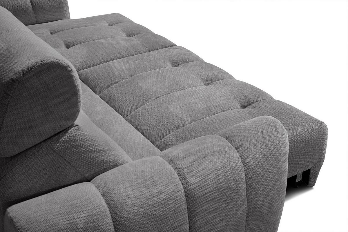 ECKSOFA KIMI 3-Sitzer, ausziehbarer Sitz, verstellbare Kopfstützen, grau - Schwarz/Grau, Holzwerkstoff/Textil (270/160cm) - Wozimo