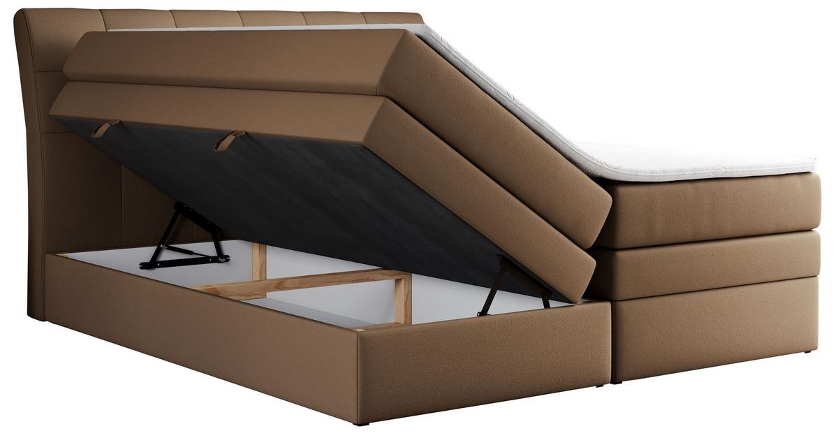 BOXSPRINGBETT GOLD-10 KING 200/200 Braun Kunstleder - H4 - Braun, Holz/Textil (200/200cm) - MKS