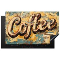 HERDABDECKPLATTE Kaffee - Vintage - Braun - Tasse Ceranfeldabdeckung 85x52 cm - Teakfarben, Kunststoff (85/52/0.2cm) - MuchoWow