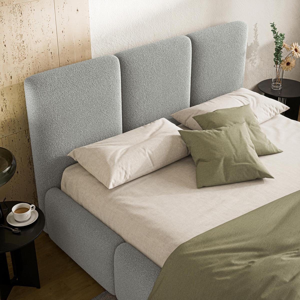 POLSTERBETT ARSIL 140x200 cm mit Bettkästen - Hellgrau - Hellgrau, Holz/Textil (140/200cm) - MASSENO
