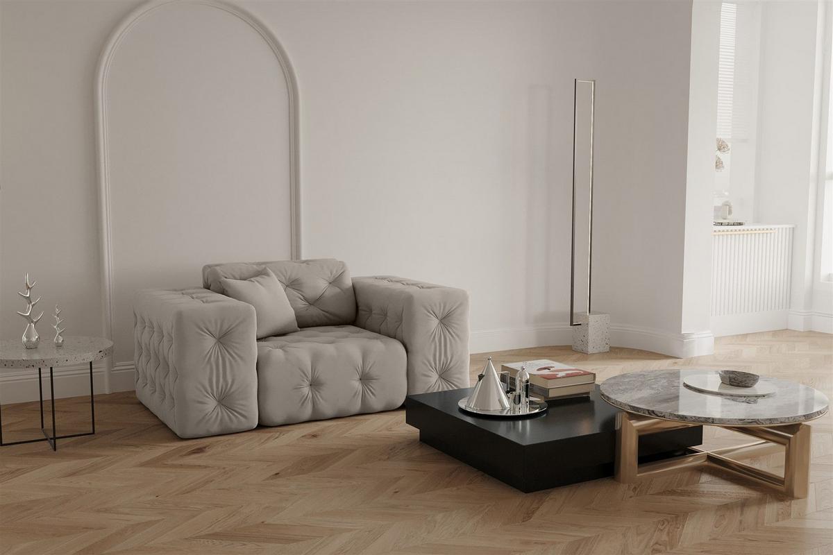 SESSEL Chantal - Creme, Holzwerkstoff/Textil (121/78/96cm) - Fun Möbel