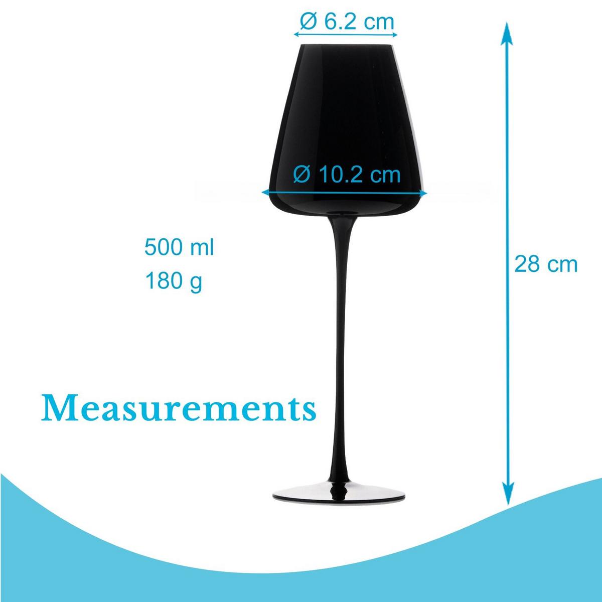 WEINGLAS-SET 500 ml (4er Set) - Schwarz, Glas (0.5L) - Intirilife
