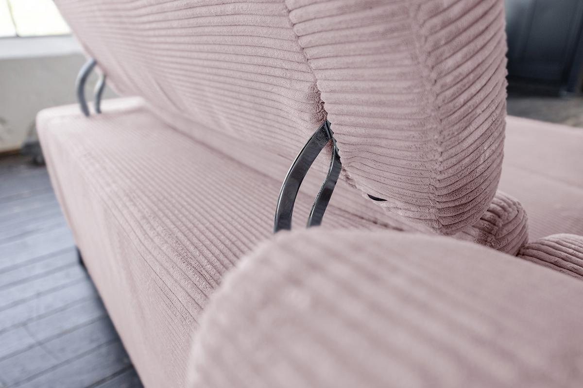 ECKSOFA LAISKA Pink Cord Relaxfunktion - Schwarz/Rosa, Textil/Metall (282/177cm) - KAWOLA