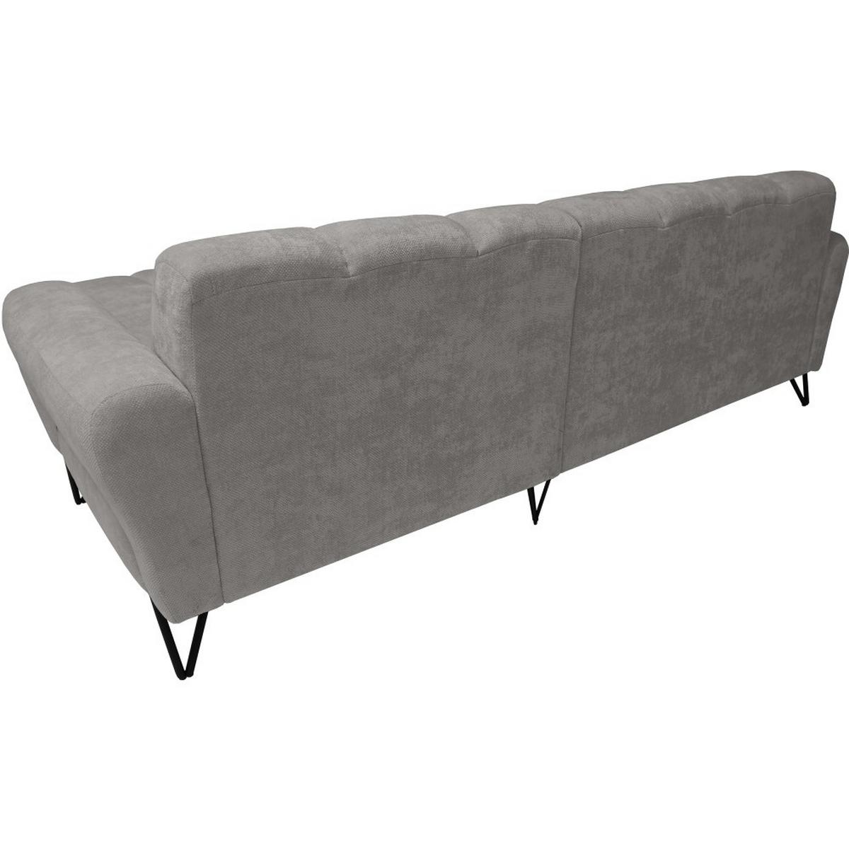 ECKSOFA Volare Mini ohne Schlaffunktion hellgrau, rechts, Storm-Stoff - Hellgrau/Schwarz, Textil/Metall (256/165cm) - Beautysofa