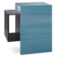 NACHTTISCH Queens Front in Petrol Hochglanz - Petrol, Holzwerkstoff (60/63/36cm) - Vladon