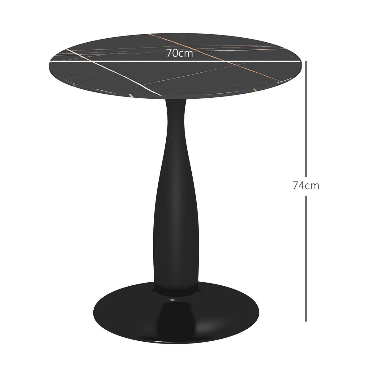 ESSTISCH, Runder Küchentisch, Moderner Esszimmertisch mit Stahlgestell Schwarz - Schwarz, Holzwerkstoff (70/70/74cm) - HOMCOM