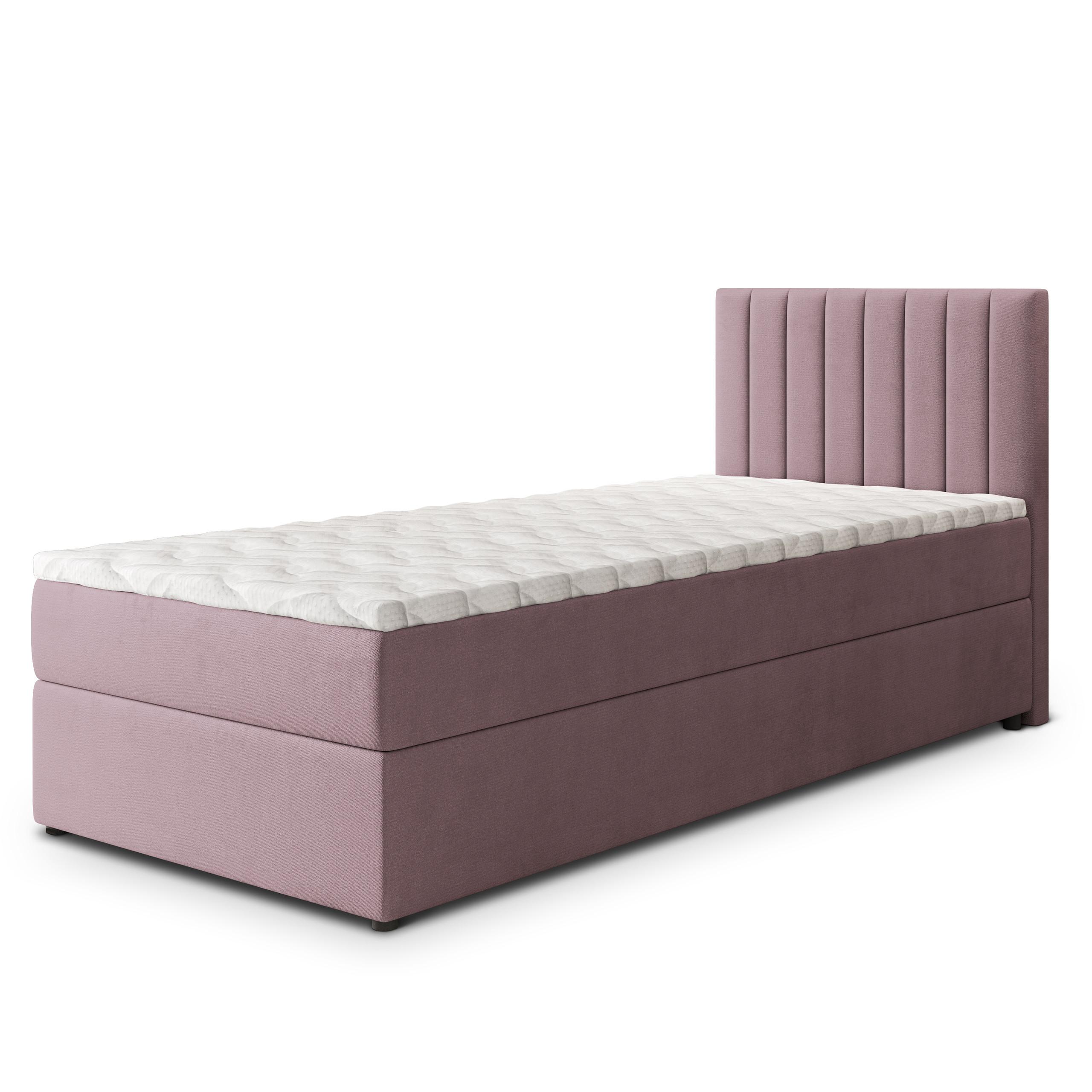 BOXBETT BRESEL 90 90x200 cm mit Matratze und Topper, H2+H3 - Rosa - Rosa, Holz (90/200cm) - MASSENO