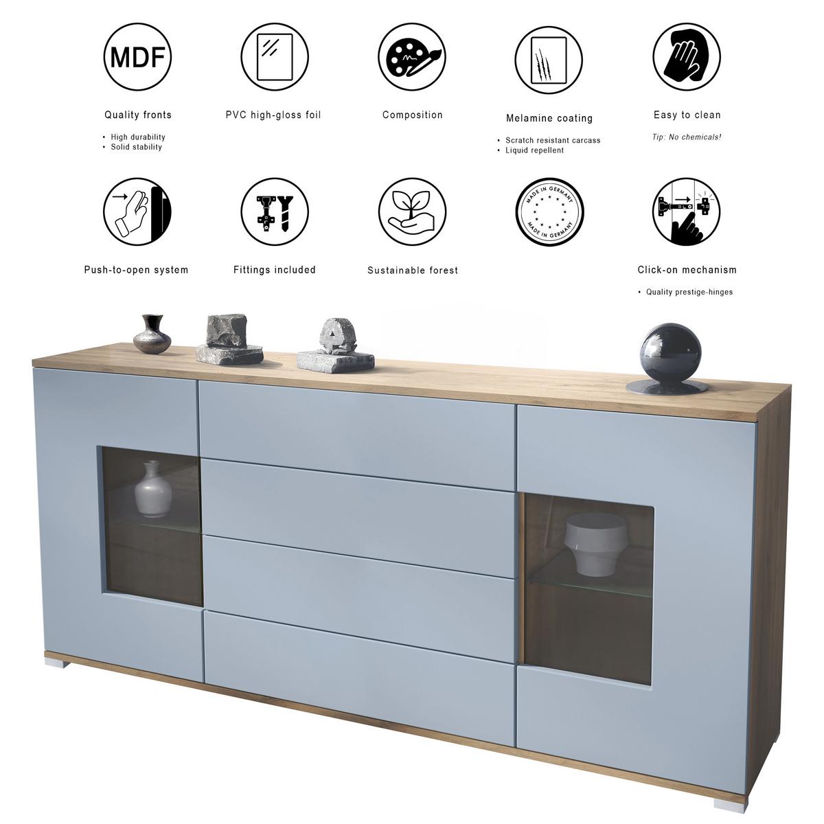 SIDEBOARD Grömitz Weiß Hochglanz - Weiß Hochglanz, Holzwerkstoff (166.5/75.5/35cm) - Vladon