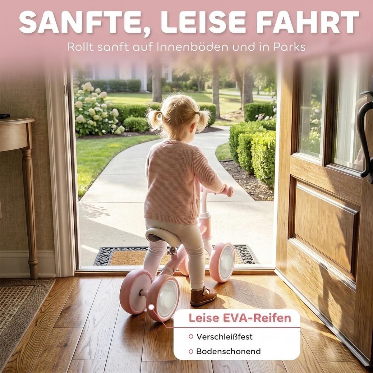 KINDER-LAUFRAD Stahl EVA Rosa - Rosa, Metall (52/22/37cm) - AIYAPLAY
