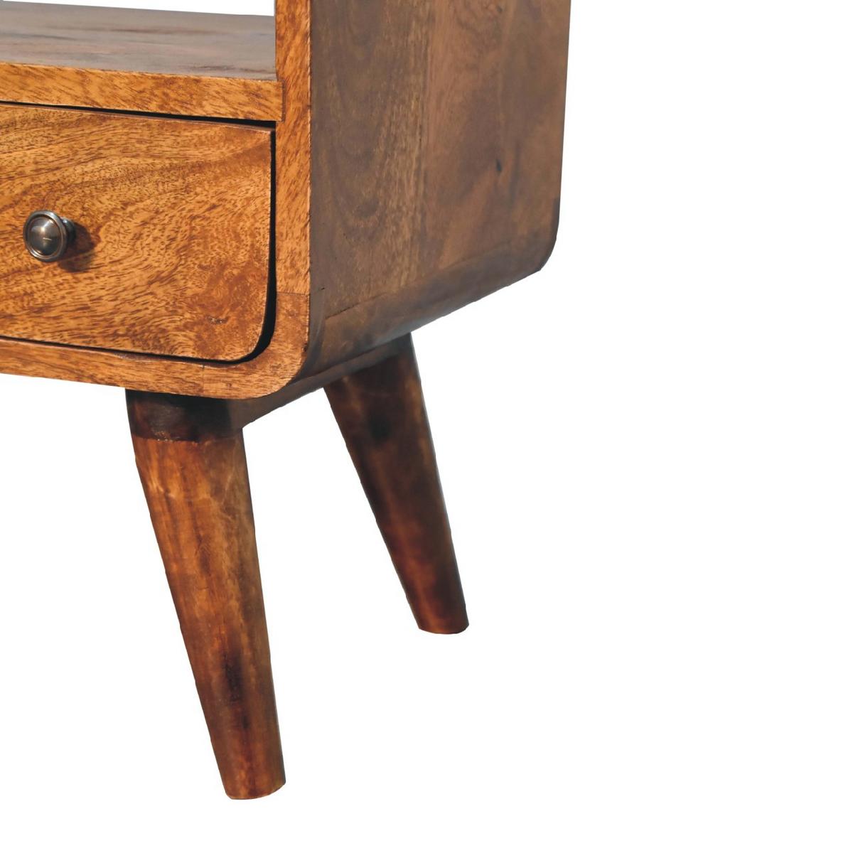 MEDIENUNIT Mini mit gebogener Form, Braun - Messingfarben/Braun, Mangoholz/Holz (60/45/30cm) - Artisan Furniture