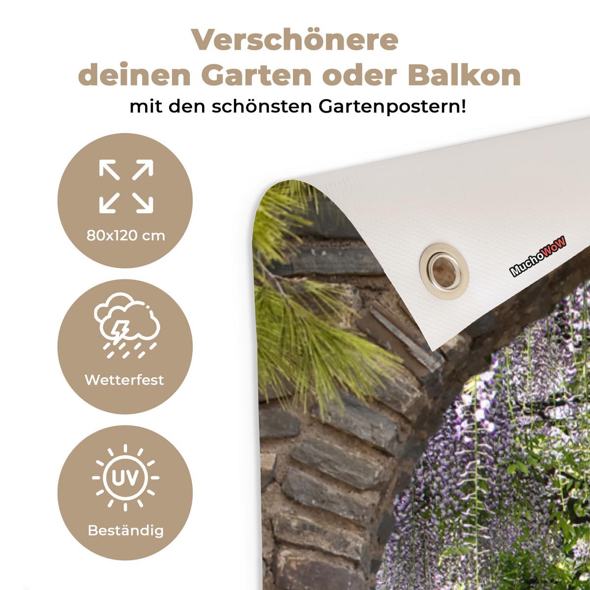 GARTENPOSTER Wald - Aussicht - Steine - Weg Outdoor Bilder 80x120 cm - Graubraun, Kunststoff (80/120/0.2cm) - OnlyWow