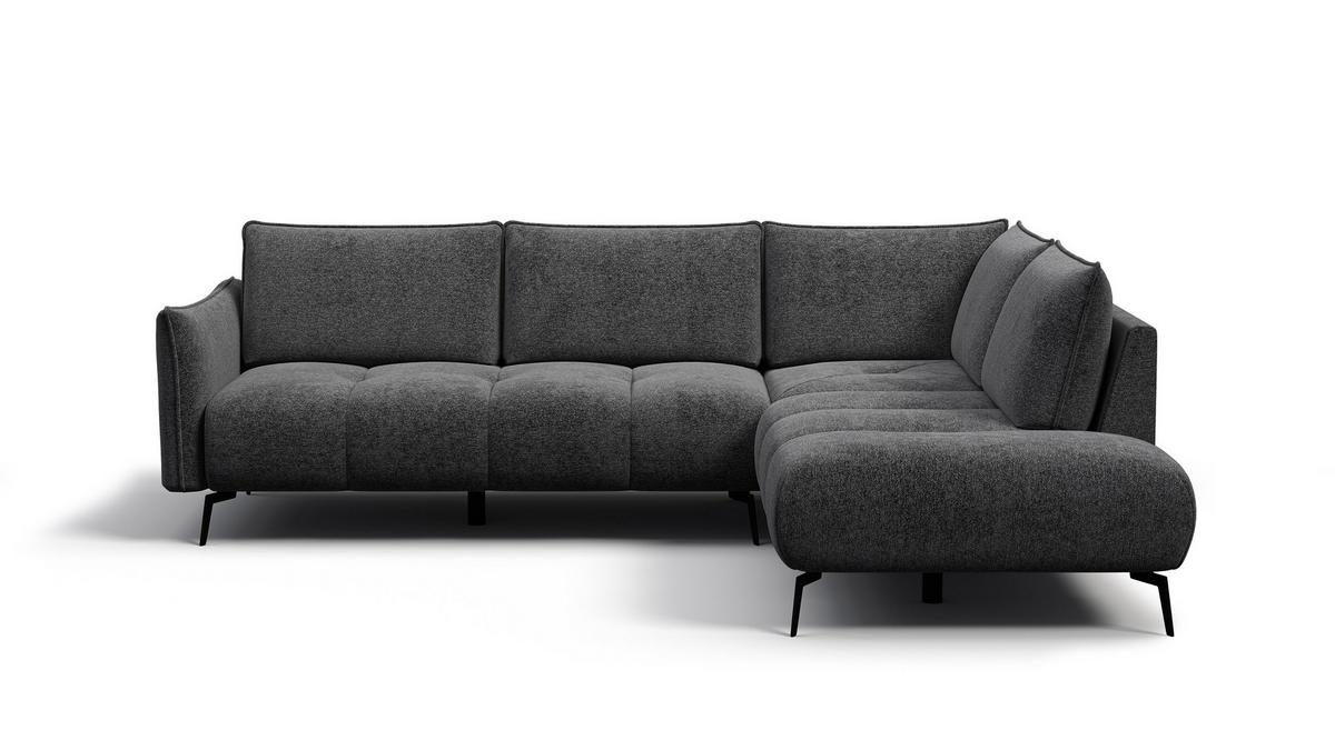 ECKSOFA AERA 5-Sitzer rechts, dunkelgrau - Dunkelgrau/Schwarz, Holz/Textil (268/206cm) - Wozimo