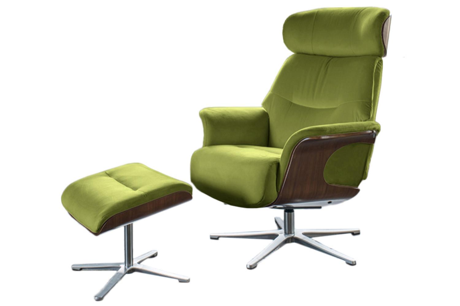 RELAXSESSELSET TOSAR Grün Velvet - Silberfarben/Grün, Textil/Metall (83/110/89cm) - KAWOLA
