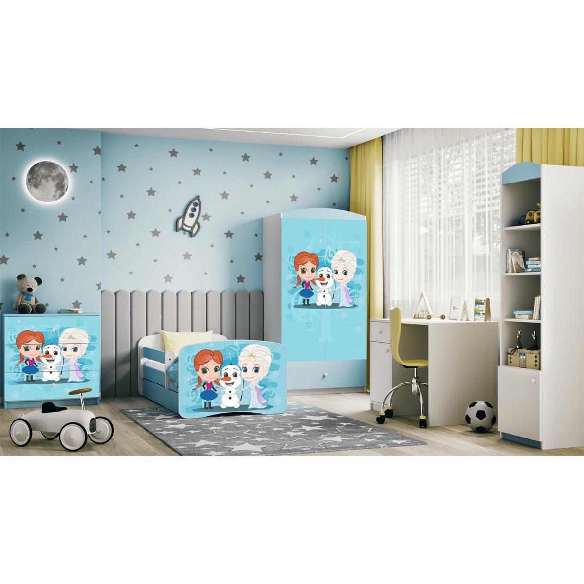 KINDERBETT mit Schublade Winterschwestern und Matratze 160/80 - Blau, Holzwerkstoff (80/160cm) - RAUMHIRSCH FURNITURE