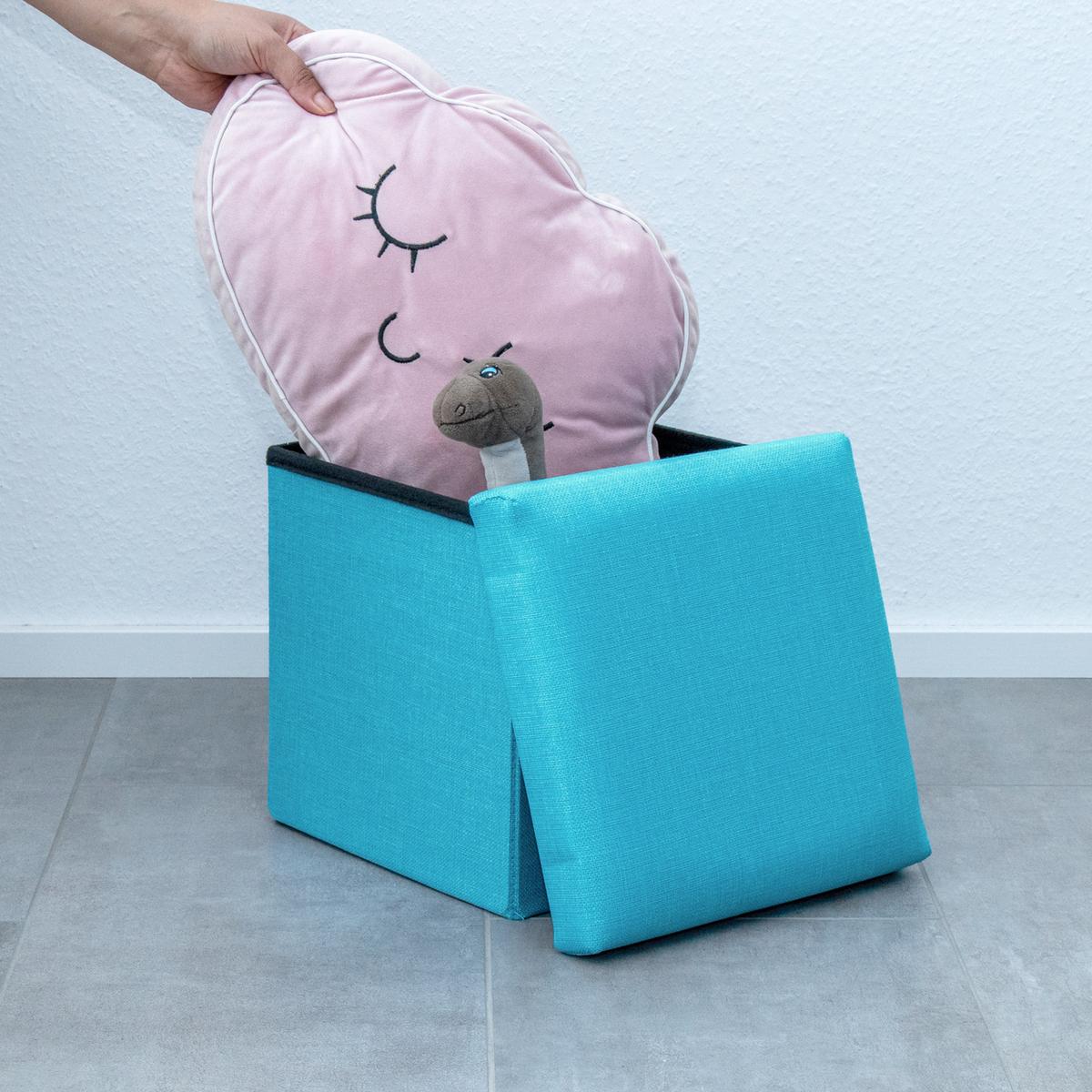 SITZHOCKER Faltbar 30/30/30 cm (Blau) - Hellblau, Textil (30/30/30cm) - Intirilife