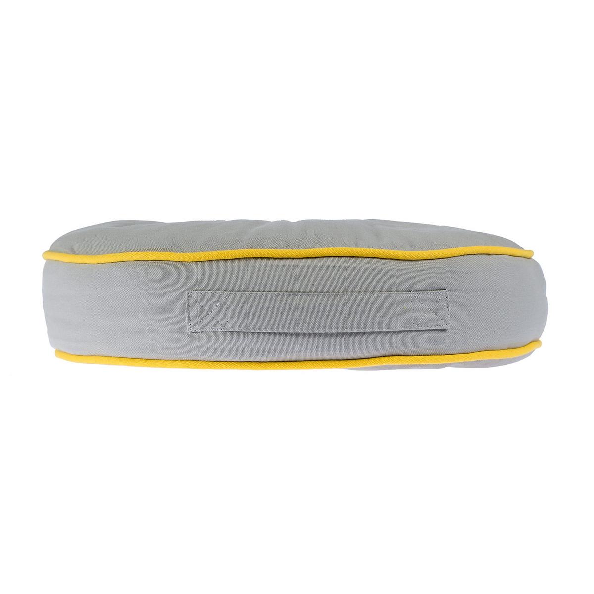 BODENKISSEN rund, grau-gelb, Ø 43/7 cm - Gelb/Grau, Textil (43/43/7cm) - Homescapes