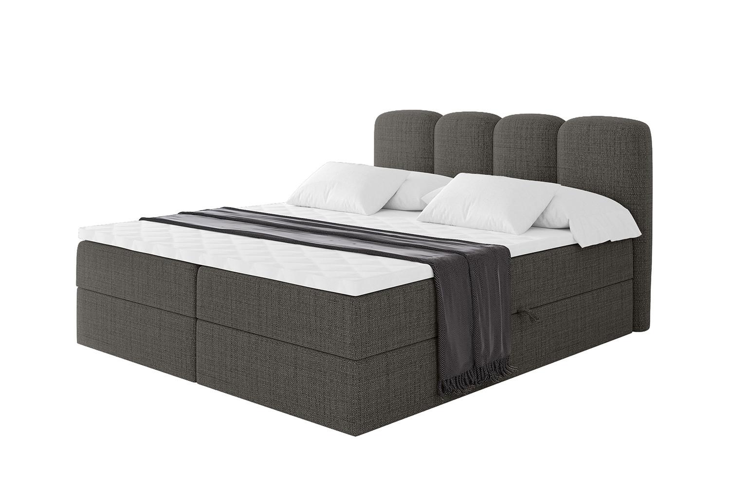 BOXBETT mit Matratze H3 - NINA - 200x200 cm - Grau - Grau, Holzwerkstoff (200/200cm) - ALTDECOR