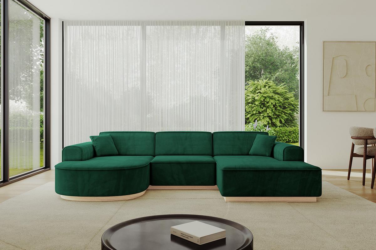 WOHNLANDSCHAFT ARRIO-U1 303x171x83 cm Dunkelgrün - Dunkelgrün, Holzwerkstoff/Textil (303/83/171cm) - ALTDECOR