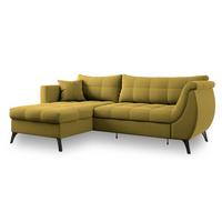 ECKSOFA MOLLIS Gelb Geflochtener-Stoff mit Schlaffunktion - Gelb, Holz (241/154cm) - MASSENO