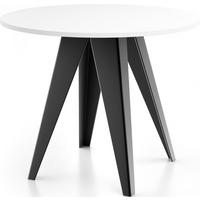 ESSTISCH Glory runder ausziehbarer, Weiß 90-130/100/76 cm - Schwarz/Weiß, Holzwerkstoff/Metall (90/130/76cm) - WFL GROUP