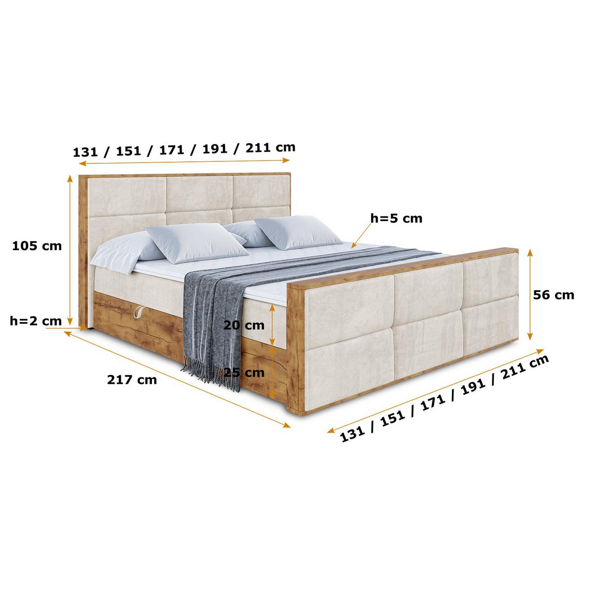 BOXBETT mit Matratze H3 und Lattenrost - LOLLI1-Z - 180x200 - Beige Casablanca - Beige, Holzwerkstoff (180/200cm) - ALTDECOR