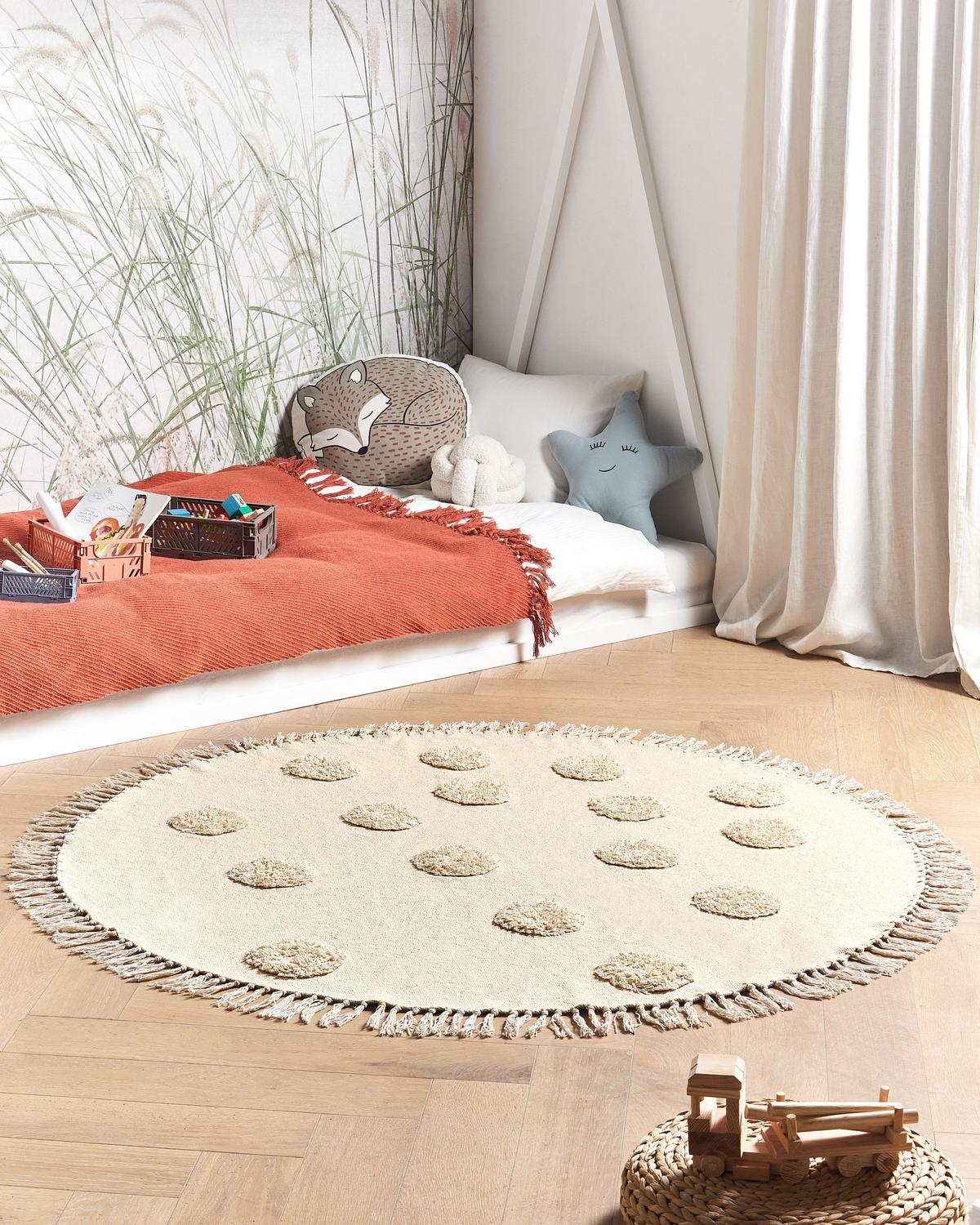 KINDERTEPPICH Beige 140 cm Baumwolle Wahar - Beige, Textil (140/140cm) - Beliani