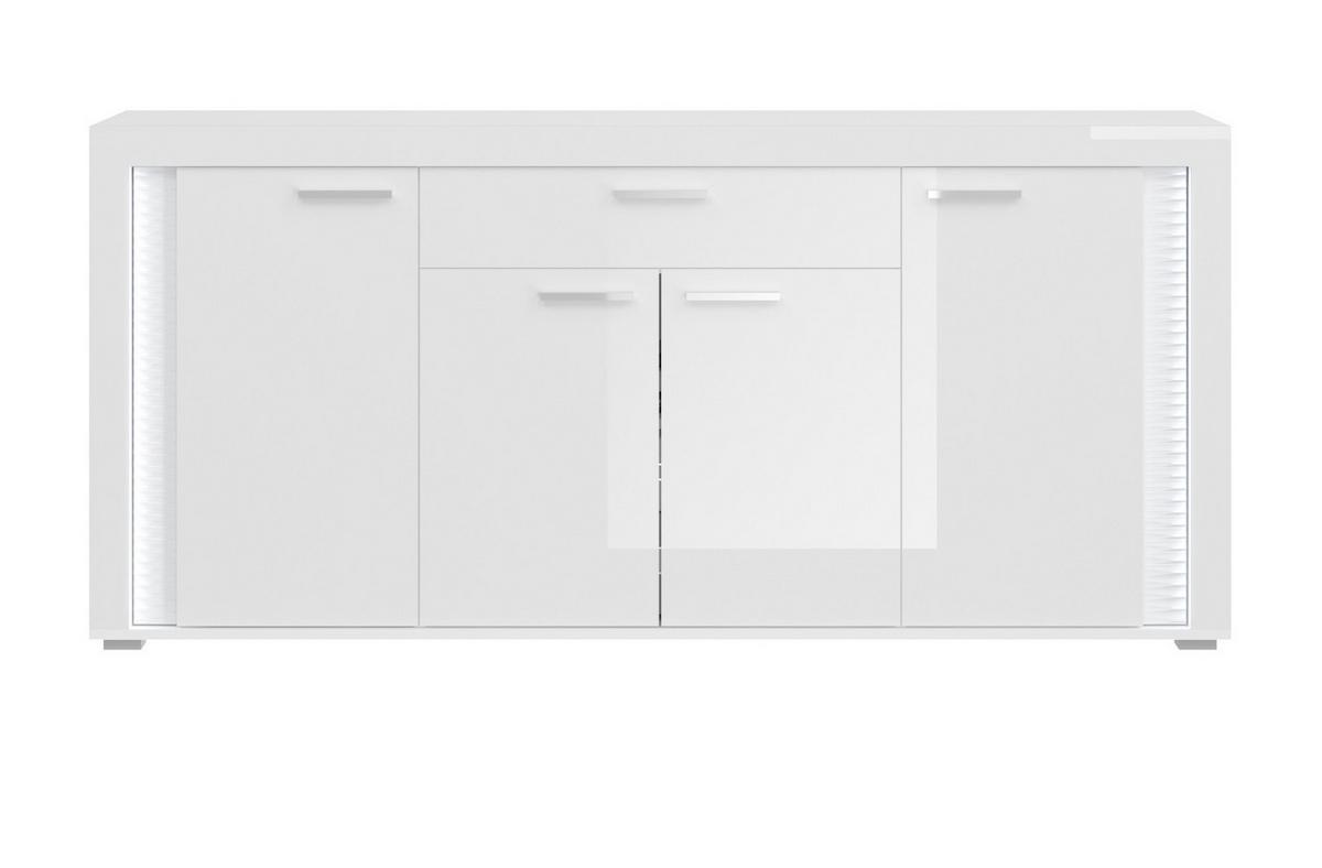 SIDEBOARD weiß Hochglanz 180 cm, mit Soft-Close-Funktion, inkl. Beleuchtung - Weiß Hochglanz/Silberfarben, Holzwerkstoff/Kunststoff (182/84/42cm) - Inn.Furn
