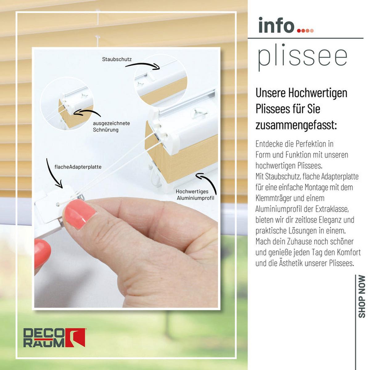 PLISSEE Basic 85 x 150cm Klemmfix ohne Bohren - Beige, Textil (85/150cm) - Deco-Raum
