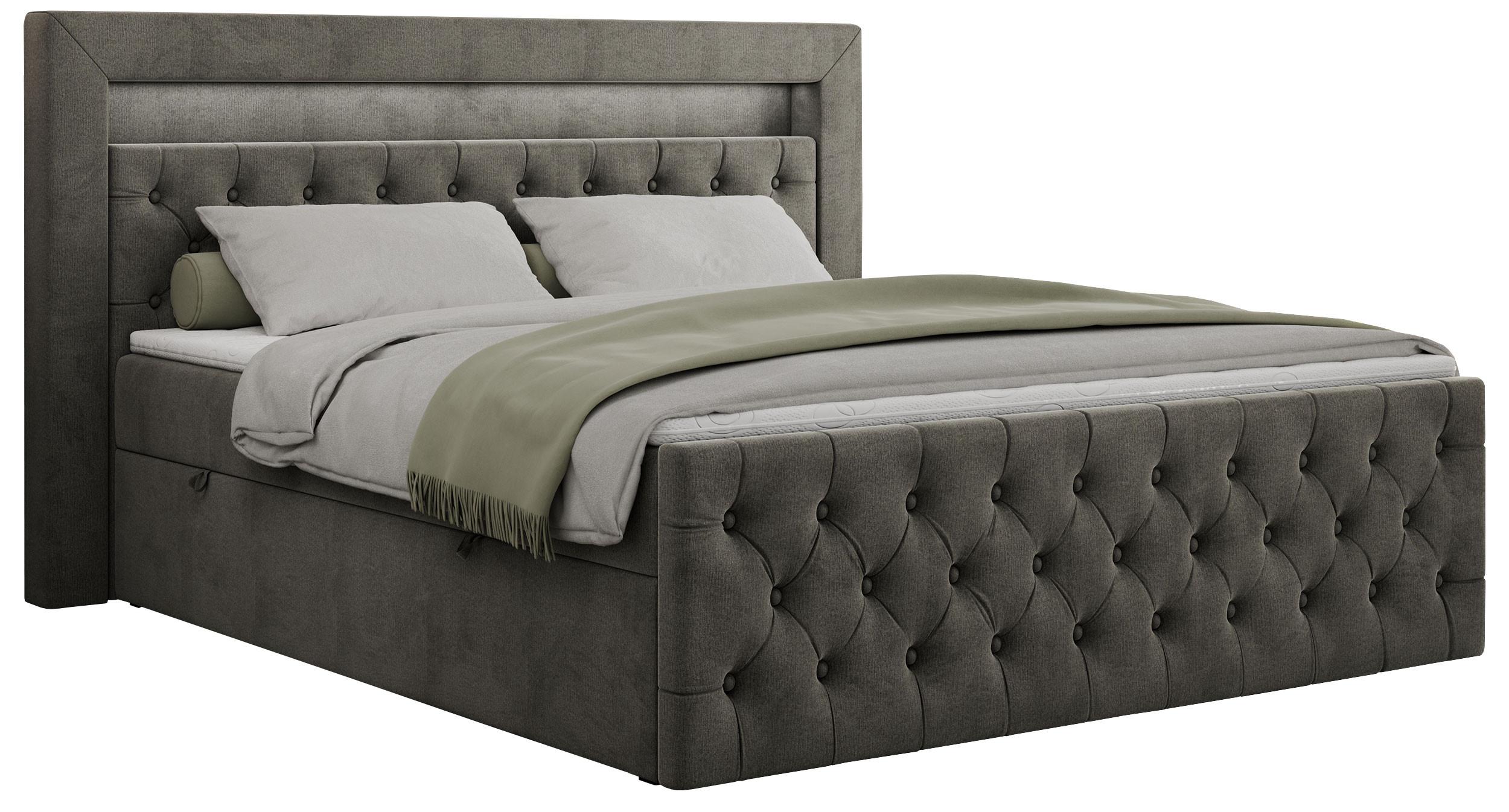 BOXBETT GOLD-9 LED 200/200 Dunkelgrau Velvet - H4 - Dunkelgrau, Holz/Textil (200/200cm) - MKS