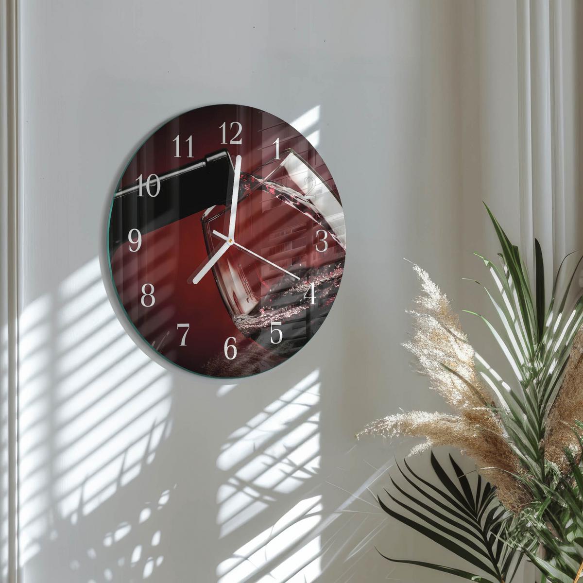 WANDUHR aus Glas Ø30 cm - Weinglas - Rot, Glas (30/30/0.4cm) - TULUP