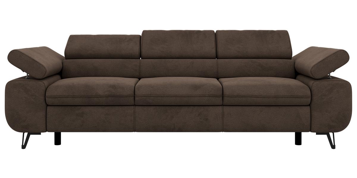 3-SITZER SOFA PETER - Braun Velvet - Schwarz/Braun, Textil/Metall (262/76/99cm) - MKS