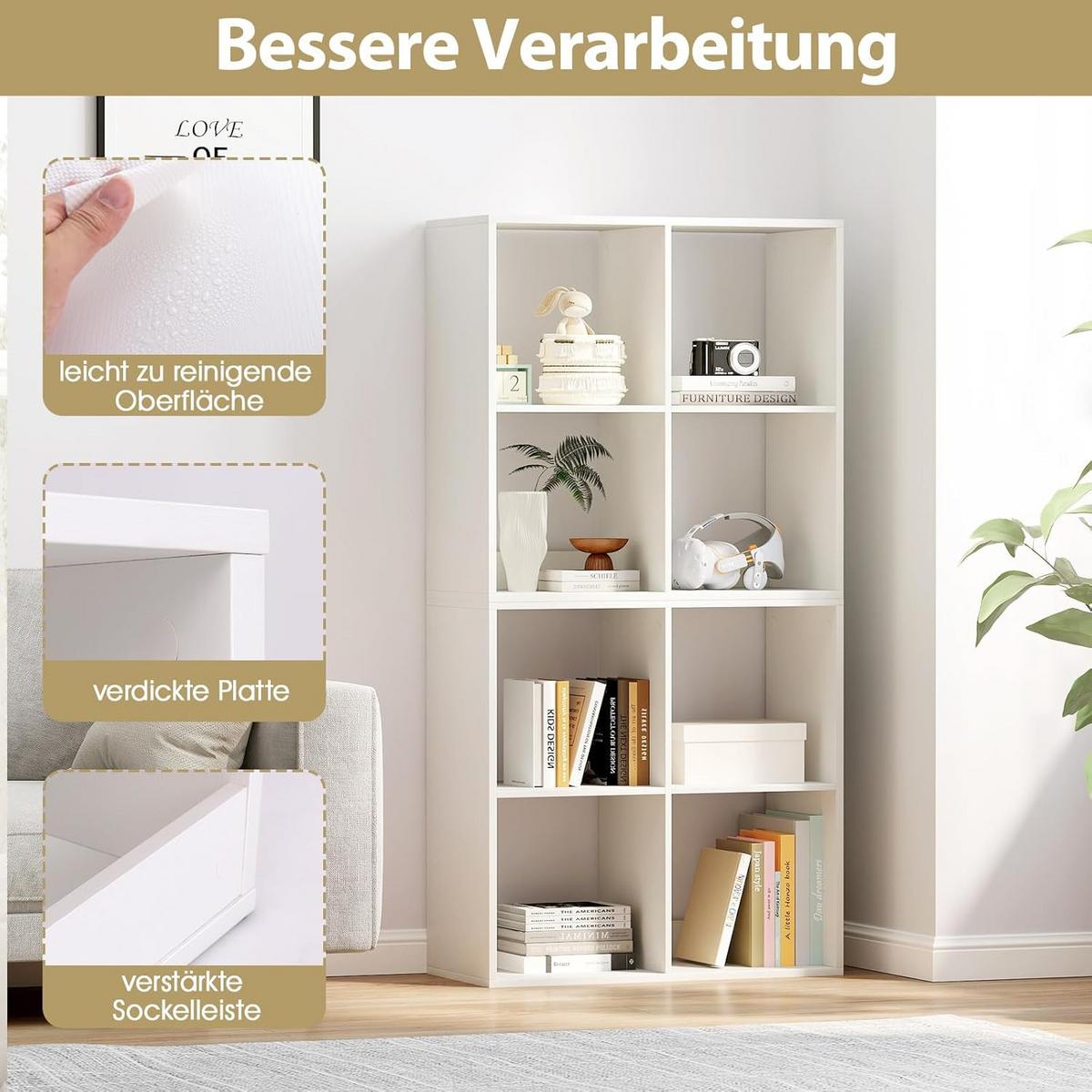BUCHERREGAL Weiß - Weiß, Holz (70/70/33cm) - COSTWAY
