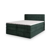 BOXSPRINGBETT LUNERA 200x200 cm mit Matratze und Topper, H2+H3 - Grün - Grün, Holz (200/200cm) - MASSENO