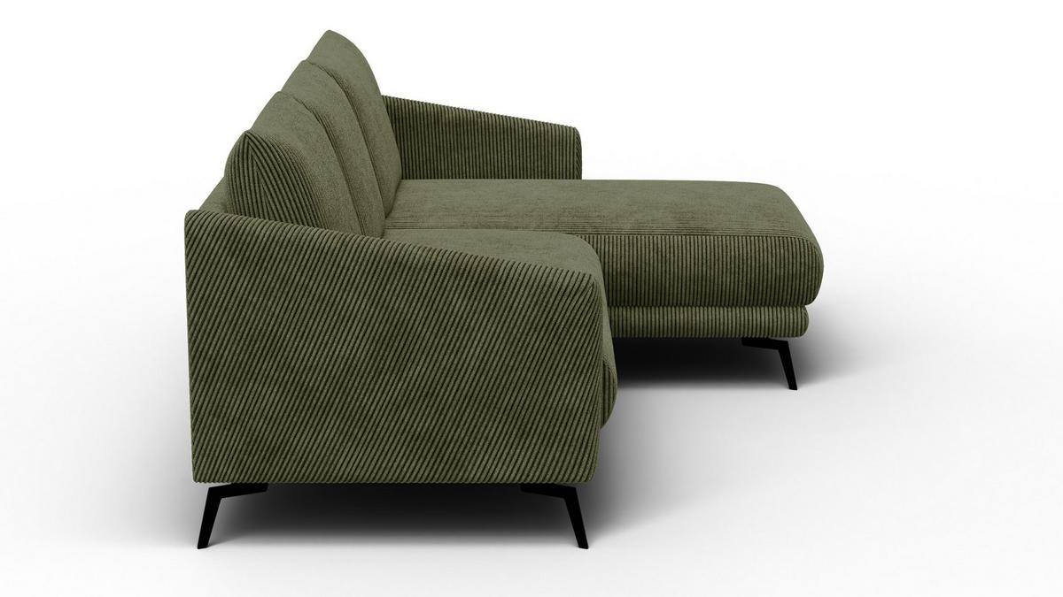 ECKSOFA VILT 3-Sitzer, olive - Schwarz/Olivgrün, Holzwerkstoff/Textil (221/156cm) - Wozimo