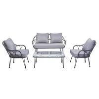 GARTENMÖBELSET CAIRO 4er Set grau - Schwarz/Grau, Textil - IDIMEX