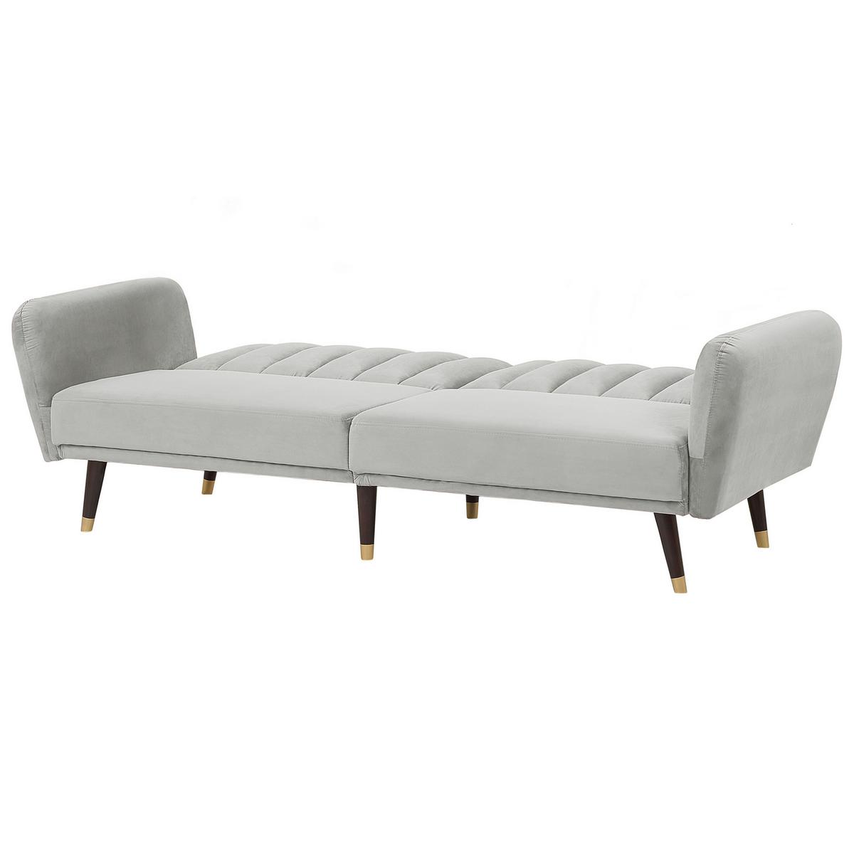 3-SITZER-SCHLAFSOFA Samtstoff Hellgrau Vimmerby - Hellgrau, Textil (212/90/80cm) - Beliani