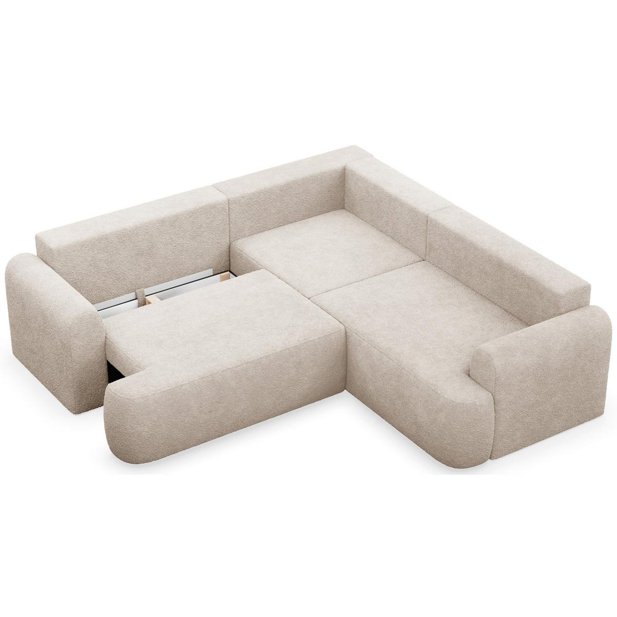 ECKSCHLAFSOFA Ovo BEIGER STOFF universell MIT BETTKASTEN - Beige/Schwarz, Kunststoff/Textil (245/245cm) - Selsey