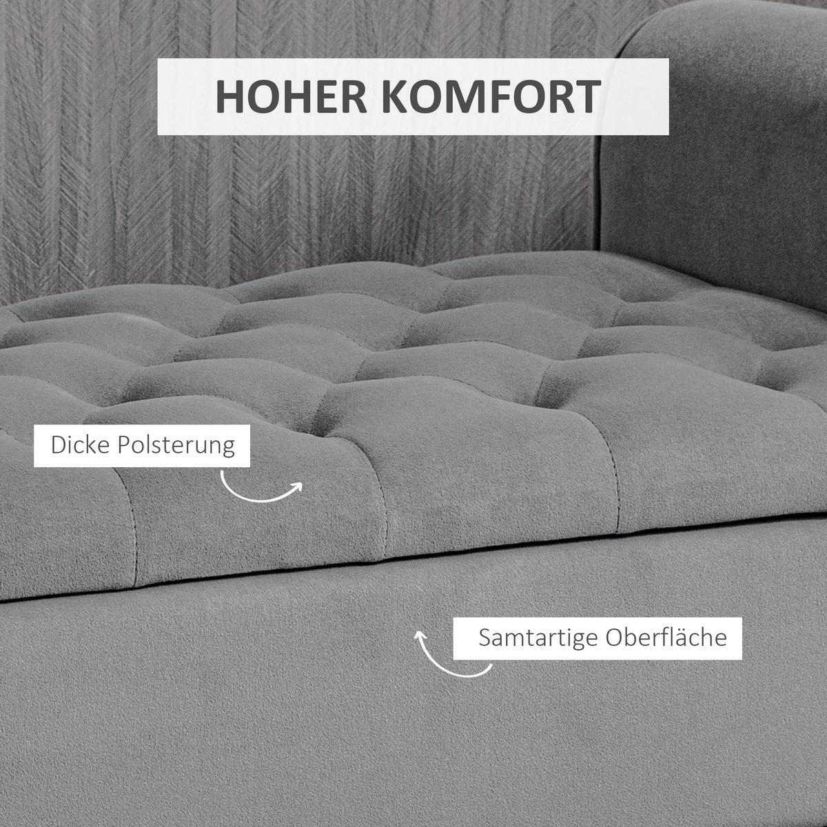 TRUHENBANK Samtoptik, Grau - Grau, Kunststoff (48.5/57/126cm) - HOMCOM
