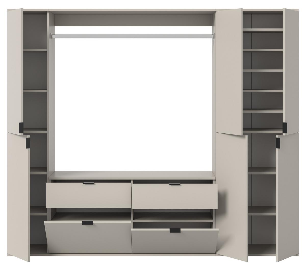 GARDEROBEN-SET Kaschmir 212 x 193 cm, Garderobenschrank mit viel Stauraum - Kaschmir/Schwarz, Holzwerkstoff/Metall (212/193/34cm) - Inn.Furn